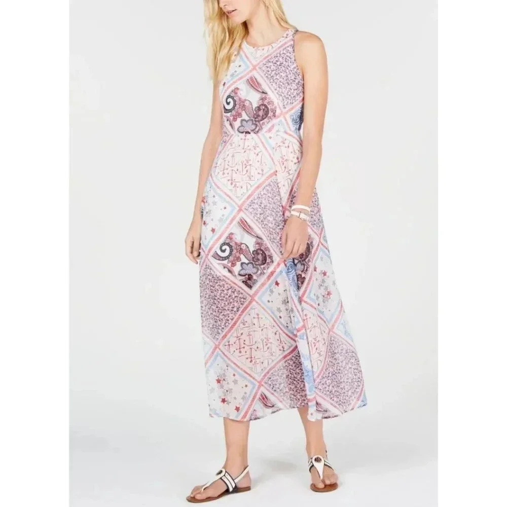 {Tommy Hilfiger} Red White & Blue Young Americans Sleeveles Maxi Dress Size 6